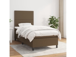 Cama Com Molas/colchão 80x200 Cm Tecido Castanho-escuro