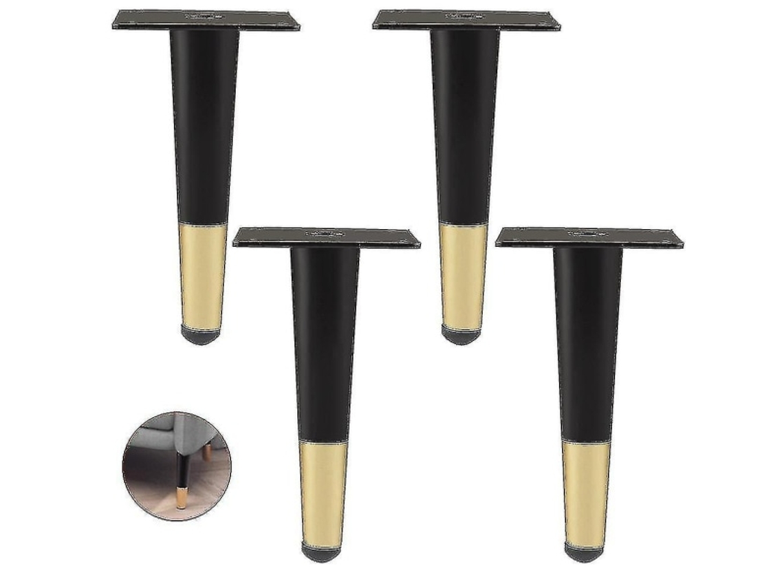 Pés Para Móveis, Em Metal, Cor Preto/dourado, Para Mesas, Sofás, Camas