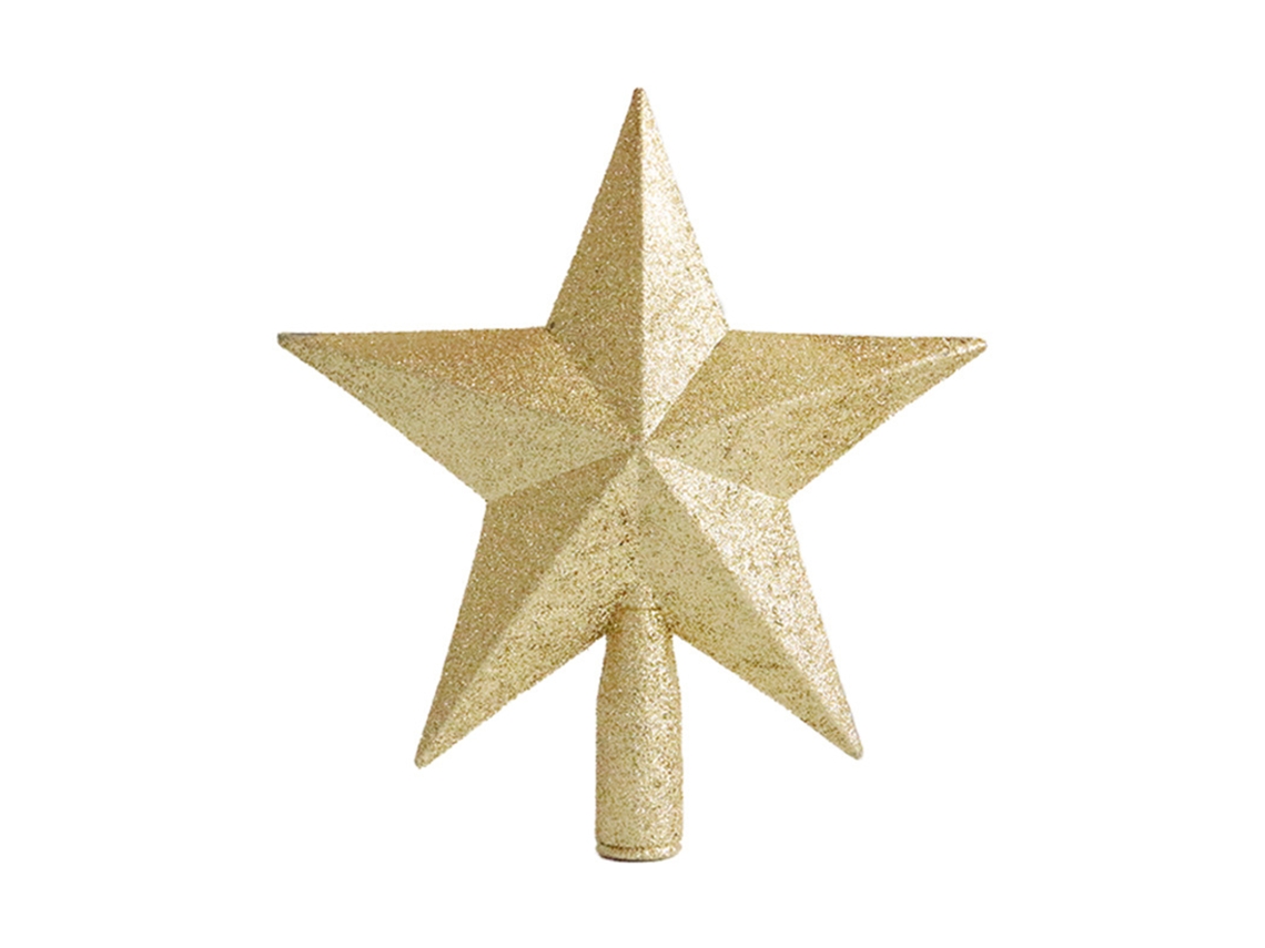 Laxiscreed Estrela De Ouro Para Topo De Árvore De Natal, 25cm Com Glitter