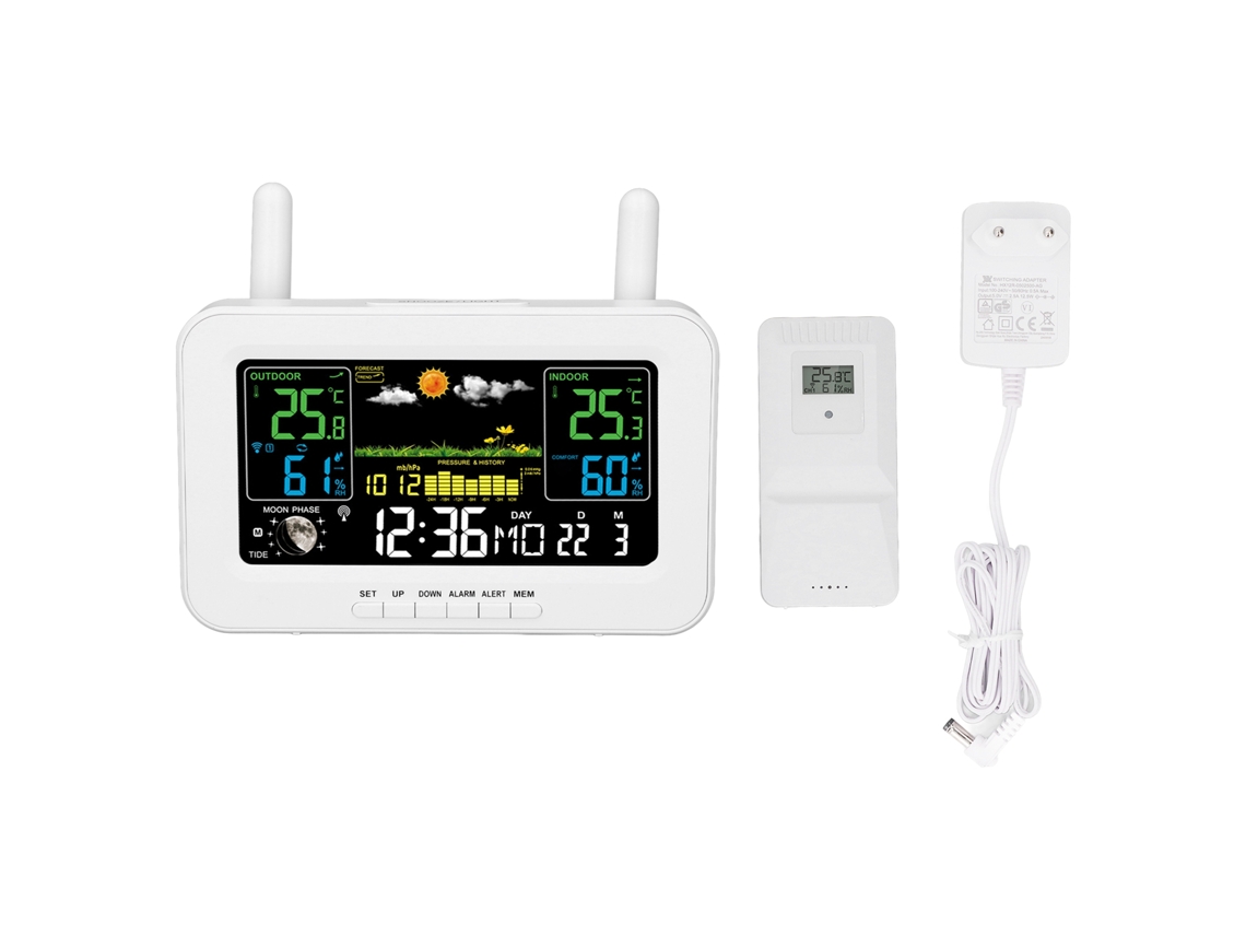 Estação Meteorológica Sem Fio Interna E Externa Termômetro Display Colorido Sensor De Temperatura E Umidade Digital Estação De Previsão Do Tempo Plugu