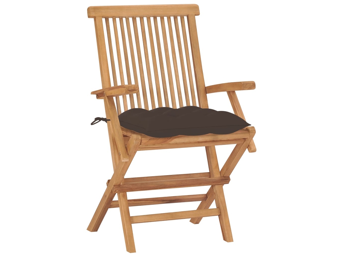 Conjunto de 2 Cadeiras de Jardim C/ Almofadões Cinza fundido. MAISON EXCLUSIVE Teca Maciça