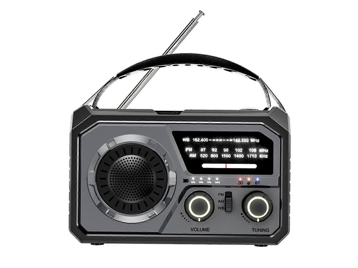 Rádio De Emergência H21 Com Bluetooth 5.3, Rádio Meteorológico Com Manivela, Rádio Solar Am/fm Com Lanterna De Alerta Sos De 16000mah Olysi Shop