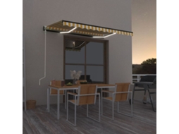 Vidaxl Toldo Autom. C/ Led E Sensor De Vento 350x250 Cm Amarelo/branco