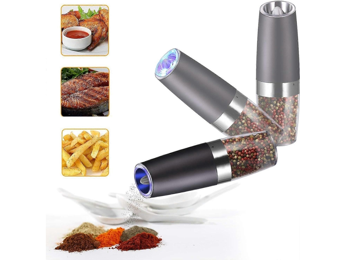 Moedor de Sal e Pimenta Elétrico, por Gravidade, Elétrico com Sensor Incli Nação 90 Graus, Ajuste GOKOCO