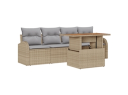 Conjunto 5 Móveis De Jardim Vidaxl Bege Vime Pe (100 X 55 X 73 Cm)