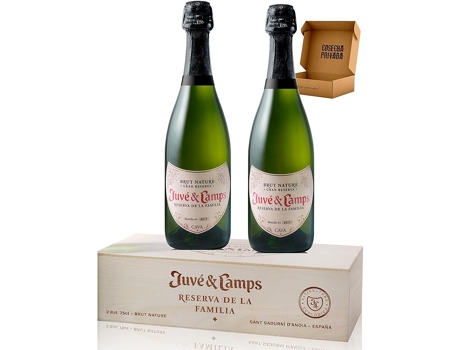 Caixa de Presente Juvé Camps com Duas Garrafas de Cava Reserva De La Familia Gran Reserva Brut Nature