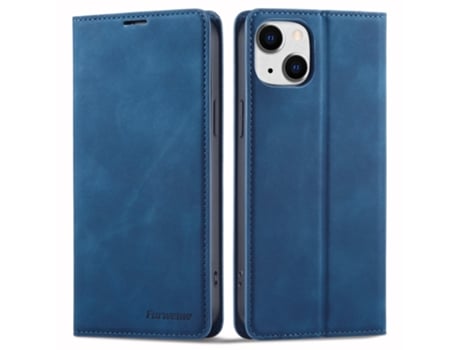 Capa Quedas Para Iphone 14 Forwenw Pele Sintética Azul