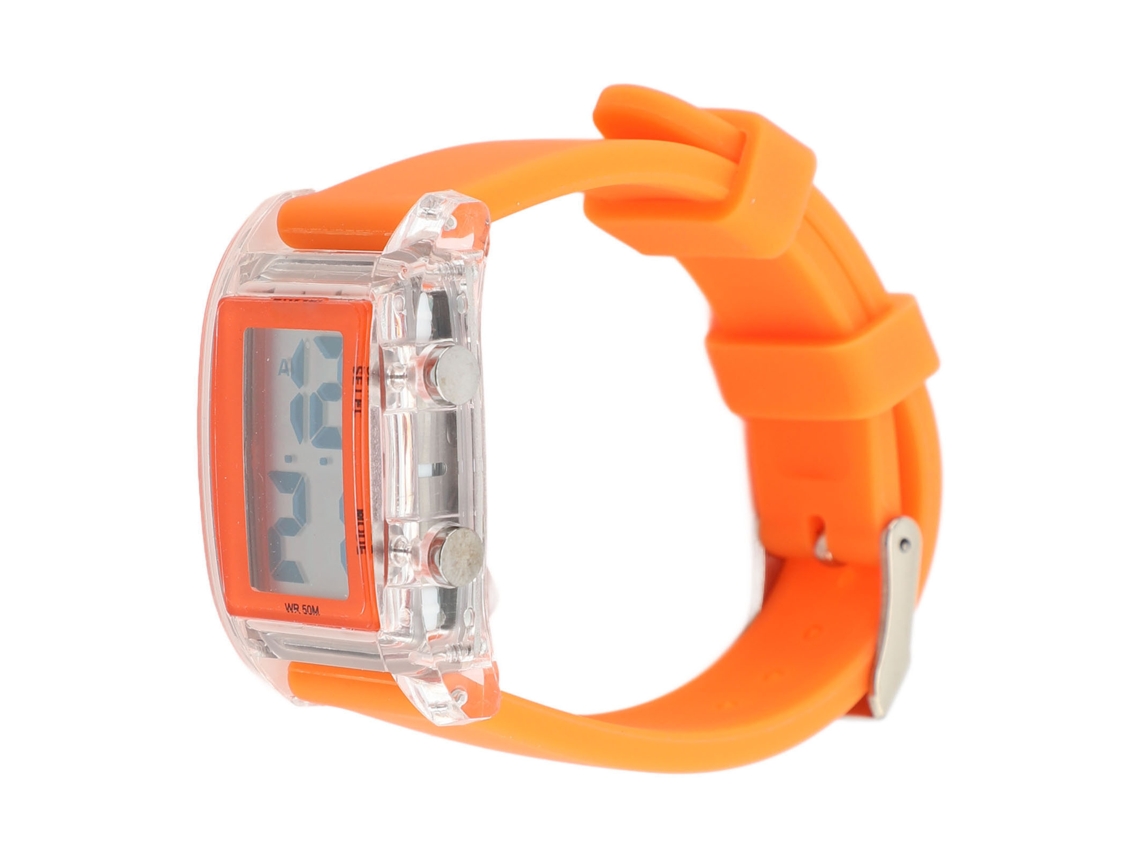 Relógio Digital Esportivo com Luz El Resistente À Água 50m Pulseira de Silicone Laranja