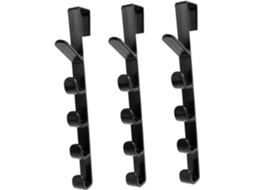 Cabideiro Com Cinco Ganchos, Conjunto De 3 Peças - Abs Preto