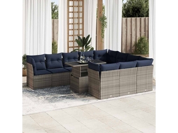 Vidaxl 11 Pcs Conjunto Sofás De Jardim C/ Almofadões Vime Pe/acácia