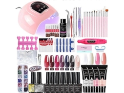 Kit de Unhas com Lâmpada Uv, Esmalte em Gel, Conjunto Ferramentas para Manicure, Base e Lixadeira Unhas. GOKOCO