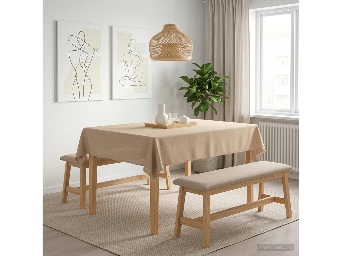 Vidaxl Toalha De Mesa Retangular Bege 140 X 160 Cm