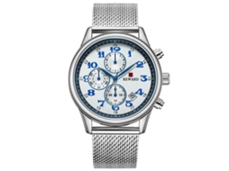 Relógio Masculino de Pulso Reward com Pulseira de Malha de Aço Quartzo Casual Empresarial Branco