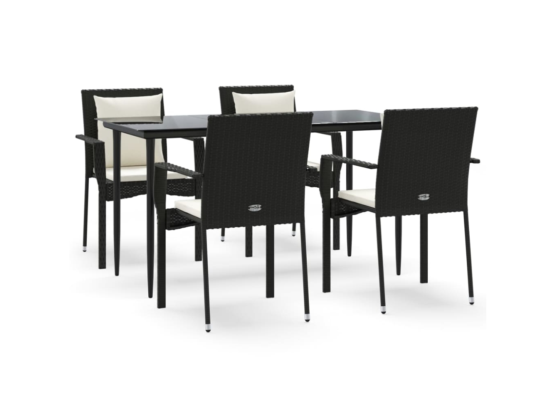 Garden Dining Set, Garden Dining Sets Vidaxl Preto Rattan / Vime (140 Cm Table Length)