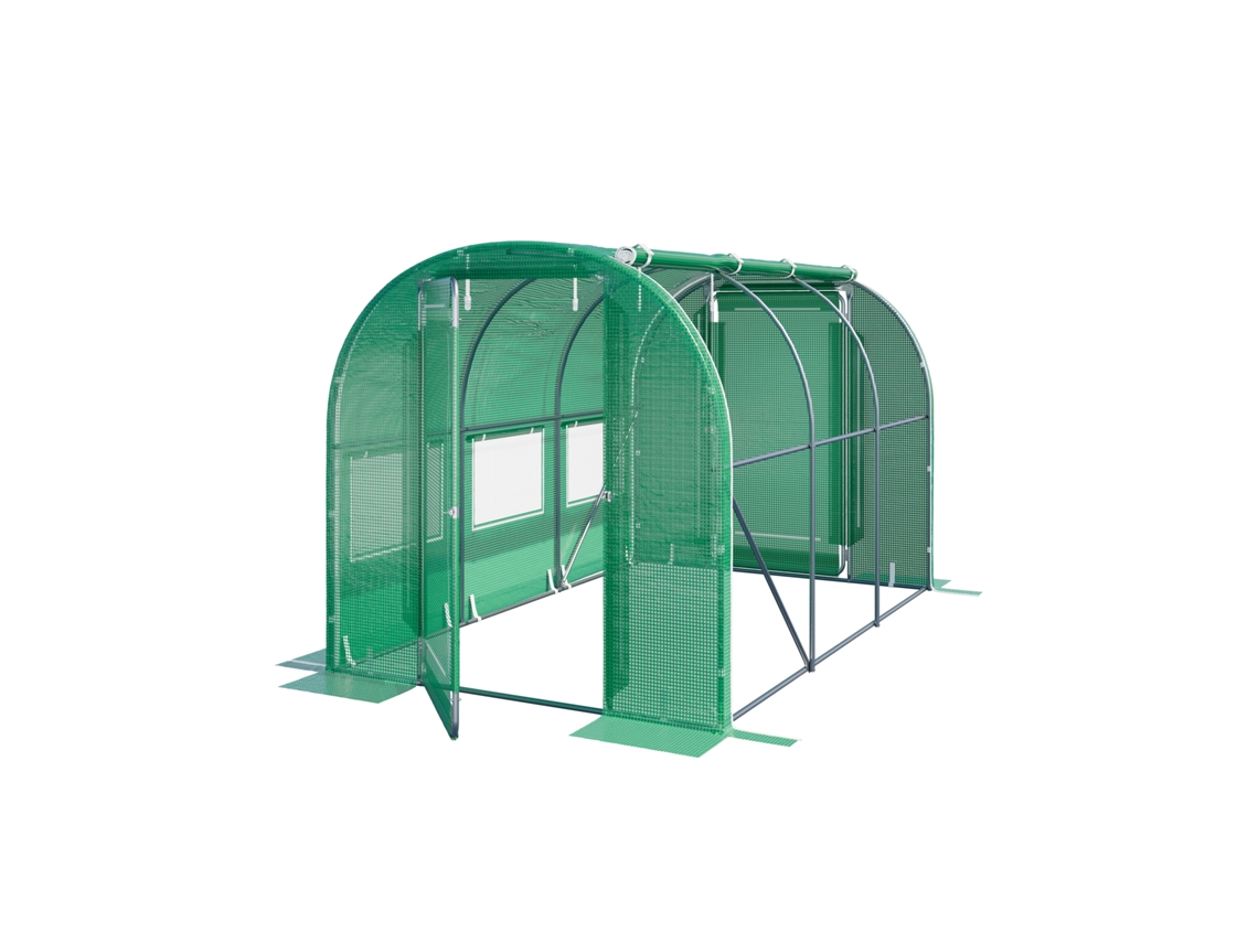 Estufa Túnel Premium 2x3 M Com Porta Basculante E Lona Pe 180 G/m² Verde Transparente Toolport