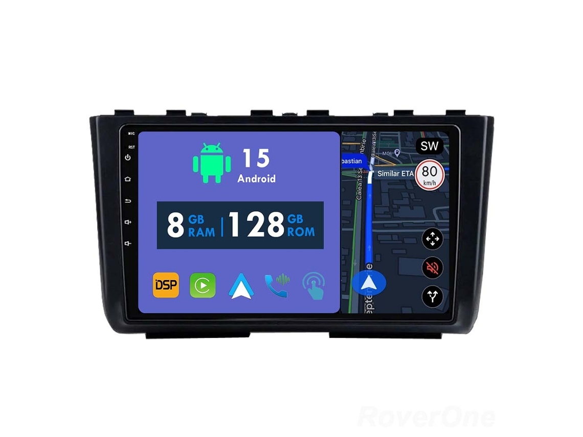 Auto Rádio Carro Bluetooth Autoradio 8GB RAM 128G ROM CarPlay Navegação GPS Ecrã Táctil RoverOne para Hyundai Creta IX25 2020-2023  