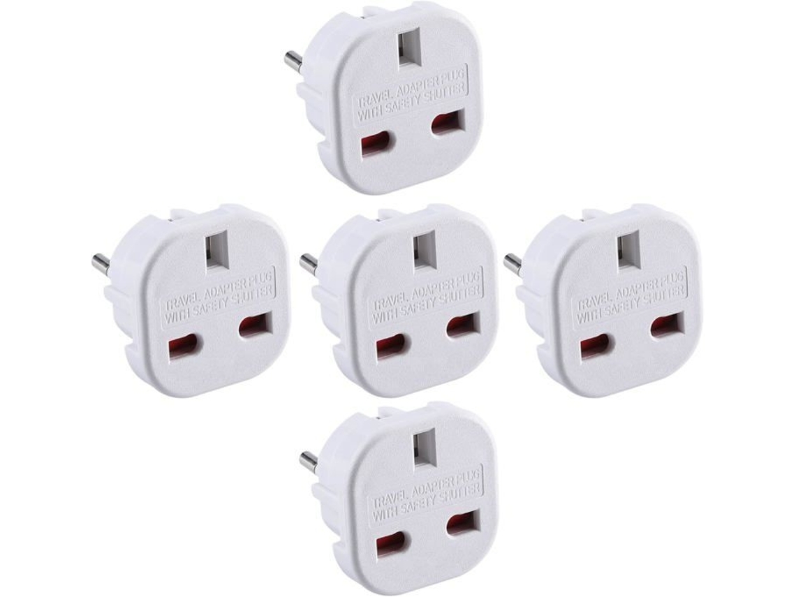 Pacote Com 5 Adaptadores De Viagem| Adaptador Tomada Do Reino Unido Para A Europa(tipos C, E F)