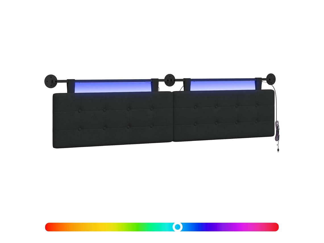 Conjunto 1 Cabeceira De Quarto Vidaxl Preto Tecido (210 X 55 X 5 Cm)