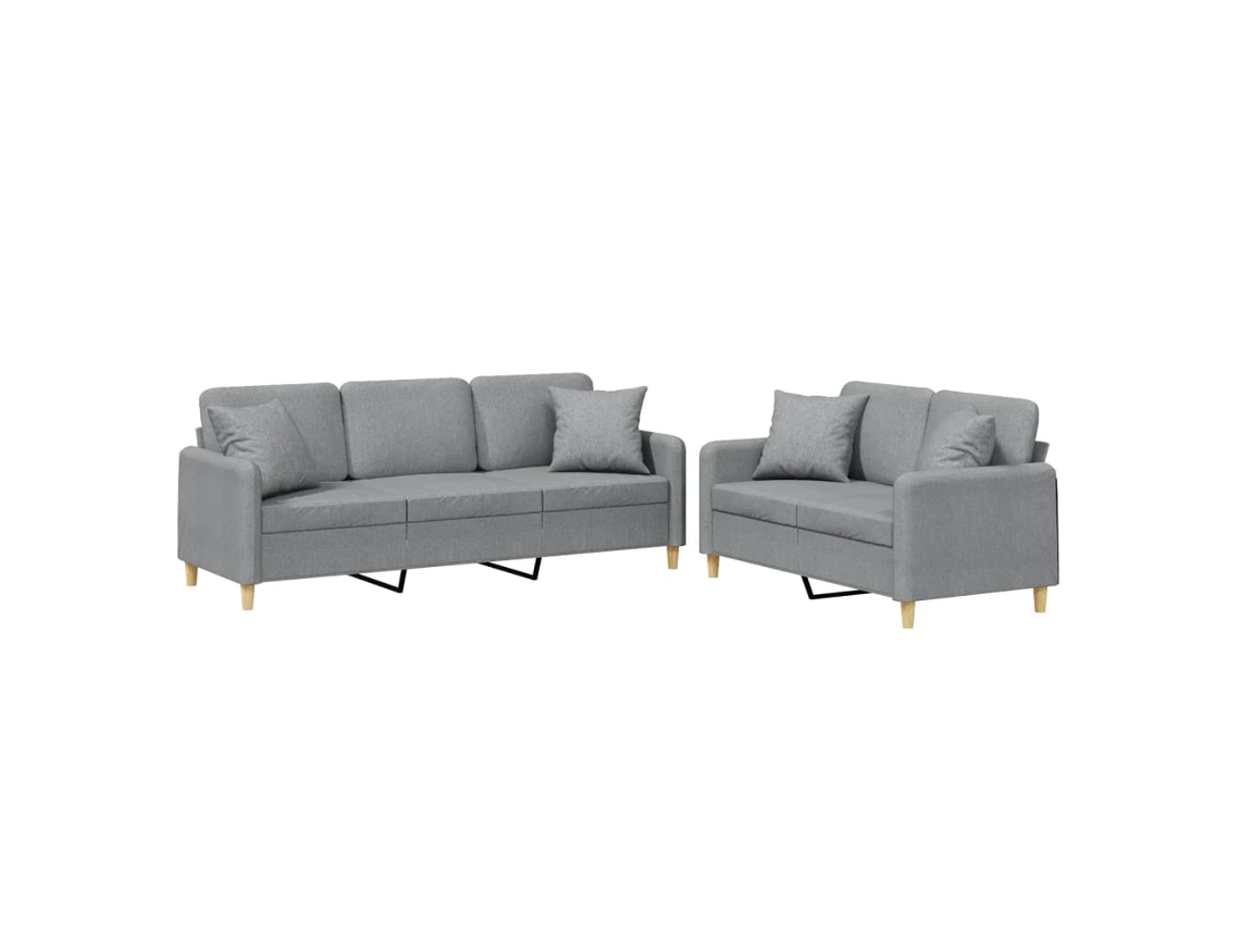 Conjunto de 2 Sofás com Almofadas Tecido Cinzento claro MAISON EXCLUSIVE