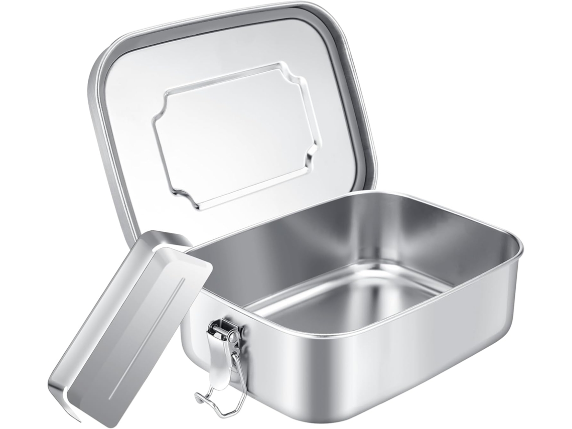 Lancheira de aço inox de 1200 ml com 2 compartimentos, prova de vazamento ZYBLSSBB