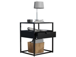 Mesa De Cabeceira Metálica Flokas Vcm Aço Preto (m)