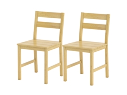 Cadeiras de bambu para jantar, conjunto de 2, assento ripado, encosto curvo, sem braços, natural | S/MARCA