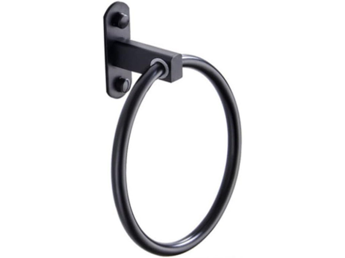 Suporte Para Toalhas De Alumínio Preto De 2 Peças, Sem Necessidade De Furar, Argola Redonda Para Toa Gokoco