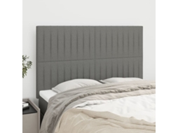 Vidaxl Cabeceira Cinza Escuro 144x5x118/128 Cm Tecido
