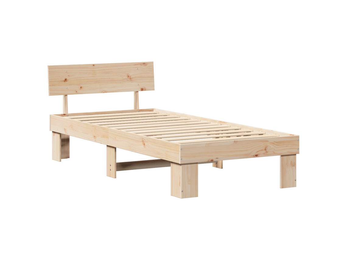 Conjunto 1 Estrutura De Cama Moderna Vidaxl Castanho Madeira De Pinho Maciça (80 X 200 Cm)