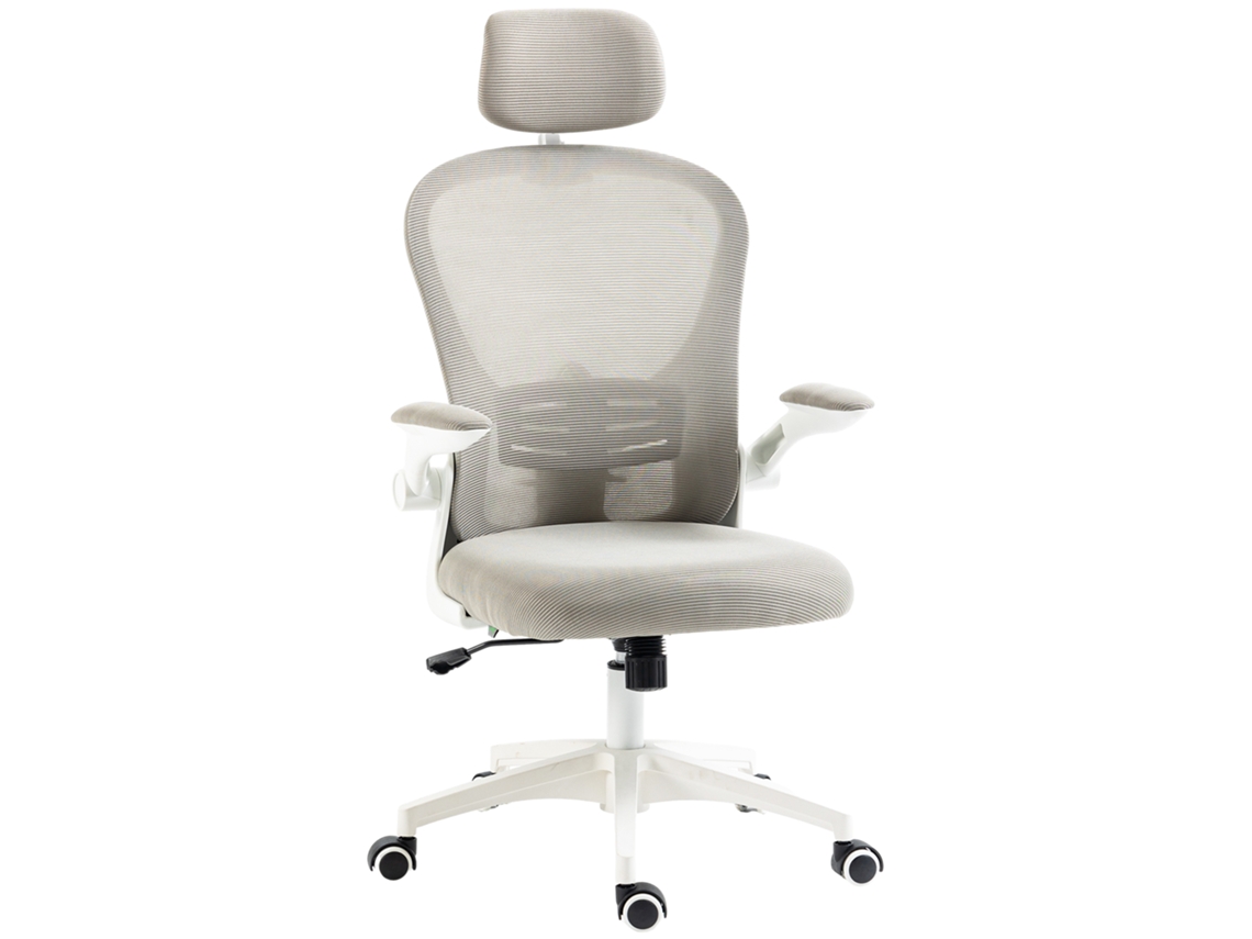 Cadeira de Escritório Basculante com Encosto Alto Apoio para a Cabeça Ajustável e Suporte Lombar 62x64x112 120 Cm Cinza Ge