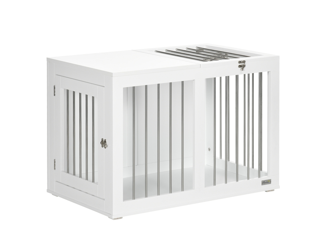 Gaiola para cães com 2 portas, grade de aço, 80x50x56,5cm, branca/prata S/MARCA