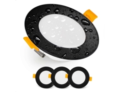 Omni focos de Teto Led Ip54, Branco Quente 3000k - Pacote de 3 Focos Redondos Extraplanos 7w/700 Lúmens, Preto