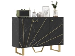 Aparador Melamina de Madeira e Metal Cor Preto 107x35x75 cm Homcom