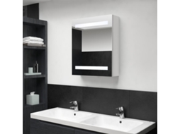 Vidaxl Armário Espelhado Casa De Banho Led 50x14x60cm Branco Brilhante