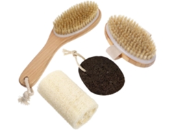 Bestyash Conjunto De Escova Esfoliante Para Banho, Kit Prático Com Escova De Pedra Pomes E Esponja Bucha Para Limpeza
