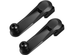 Braços extensíveis de plástico em duas peças para suporte de celular e tablet, com ângulo ajustável.