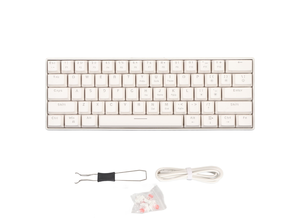 Lurelia Teclado Mecânico E Compacto Com 61 Teclas Para Jogos, Com Retroiluminação Led, Compatível Com Pcs E Laptops Windows, Com Núcleos Brancos