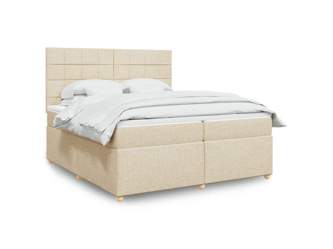 Vidaxl Cama Com Molas/colchão 200x200 Cm Tecido Cor Creme