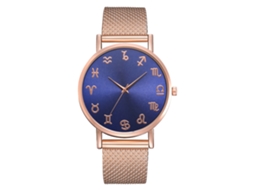 Relógio de pulso casual para casa com mostrador redondo decorativo em quartzo (ouro rosa)