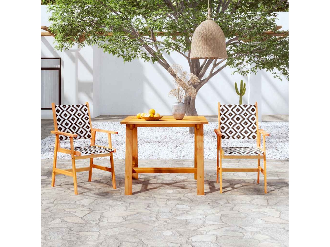 Vidaxl 3 Pcs Conjunto De Jantar Para Jardim Madeira De Acácia Maciça