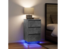 Vidaxl Mesa De Cabeceira Com Luzes Led 38x34x65 Cm Cinzento-cimento