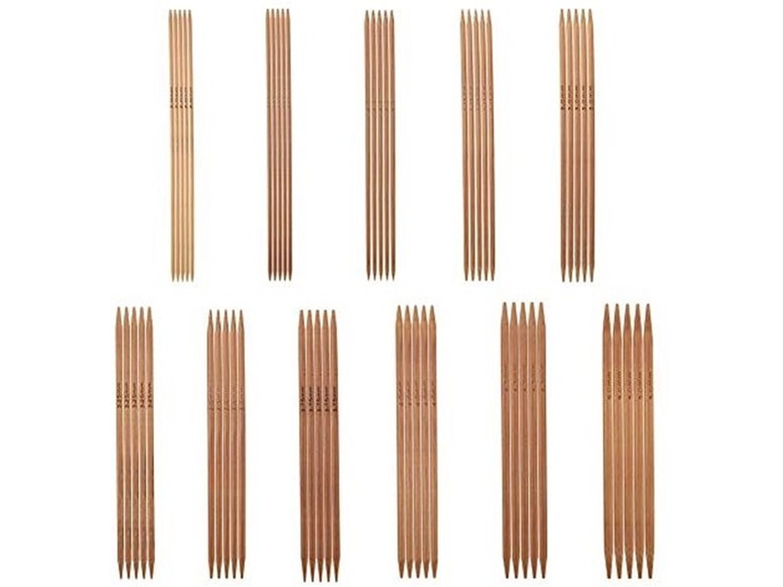 Conjunto De Agulhas De Bambu 55 Unidades - 13cm - Tamanhos 2,0mm A 5,0mm - Agulhas De Costura - Para Meias/luvas/scarfes - Qualidade Profissional - Ag