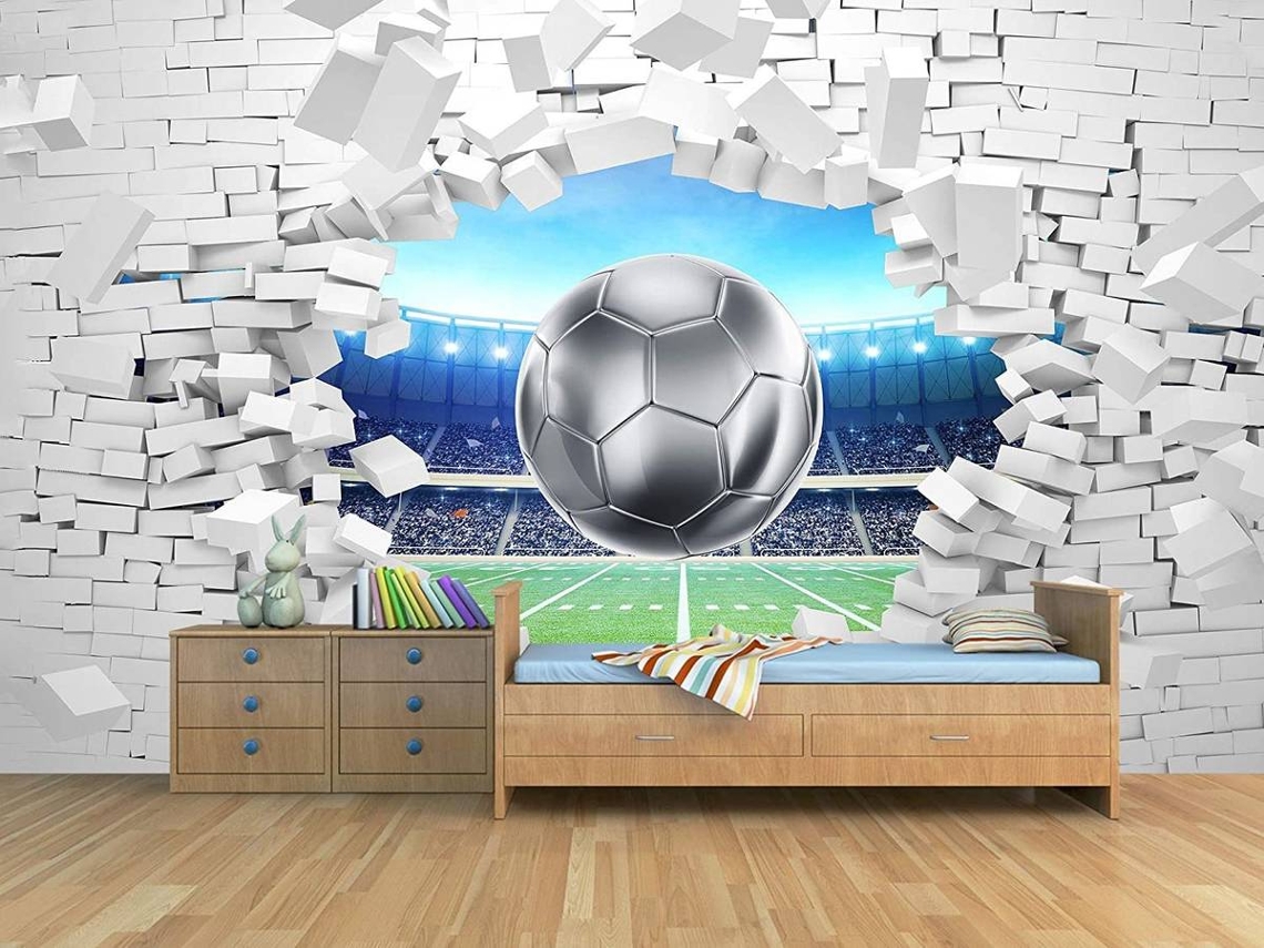 Painel de Parede OEDIM Futebol Bola na Parede (Multicolor - 600x300cm - Papel de Parede)
