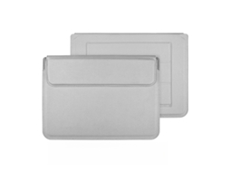 Capa para Portátil HEXINYIGJLY 15 16" com Suporte,pu Couro, para Macbook Pro/air/dell/hp/lenovo Cinza Claro