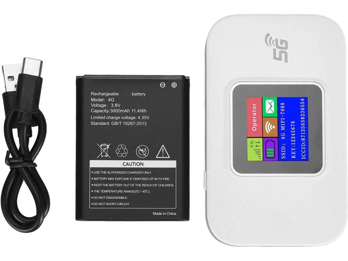 Roteador Portátil 4g Lte Wifi Sem Fio, Alimentado Por Usb, Com Tela