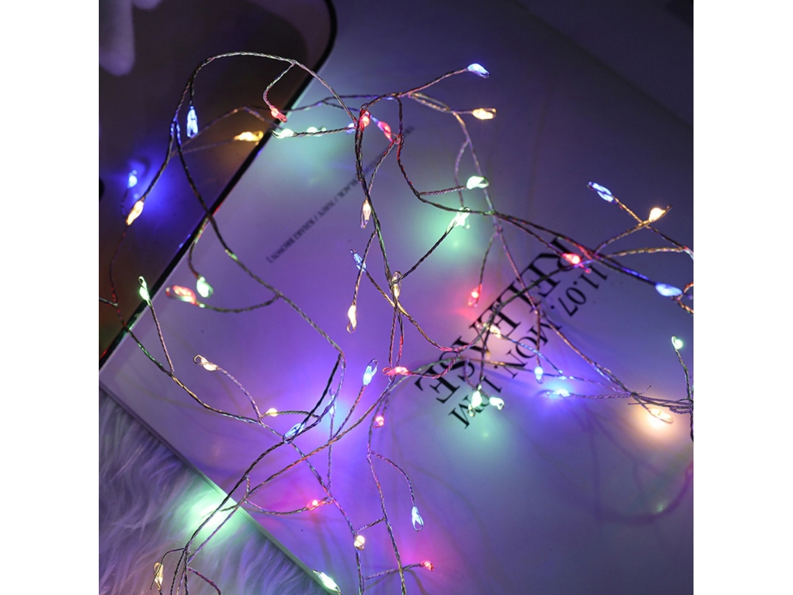 Corda de Luz Led para Árvore de Natal com Efeitos de Fogos de Artifício 10 Metros 300 Leds Multicolorido com Controle Remoto ZMDECQNA