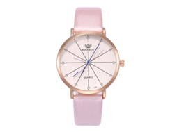 Relógio de Pulso Casal de Moda com Pulseira de Couro Pu e Movimento Quartzo Rosa