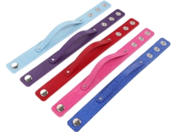 Pacote com 5 Pulseiras Ajustáveis em Couro Pu Fecho de Pressão Coloridas para Projetos Diy CHABERLU