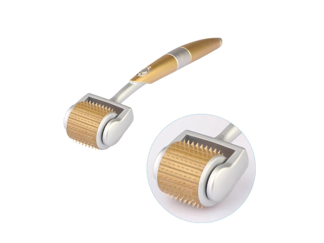 Rolo Microagulhas Titânio 0,3 Mm,para Antienvelhecimento, Regenera Pele e Trata Cicatrizes Dourado Dourado HEXINYIGJLY