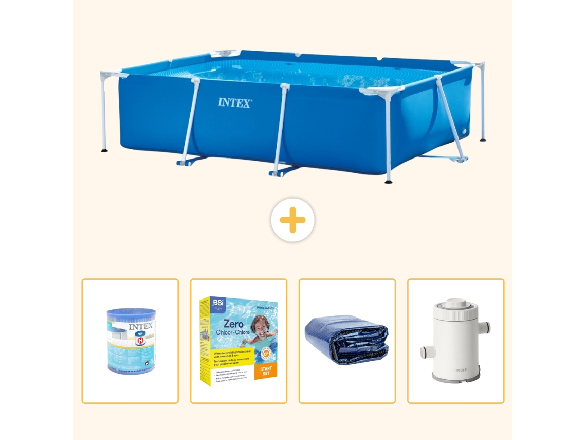 Intex Piscina Com Estrutura Retangular - 220x150x60 Cm - 5-peças S65